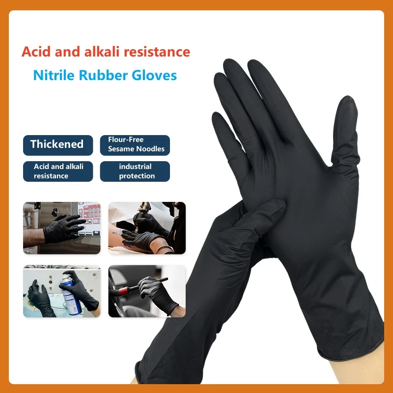 Disposable Gloves Black Nitrile Protect Gloves Household Painting Mechanic Tattoos XS S M L XL Men Women Child 100Pc