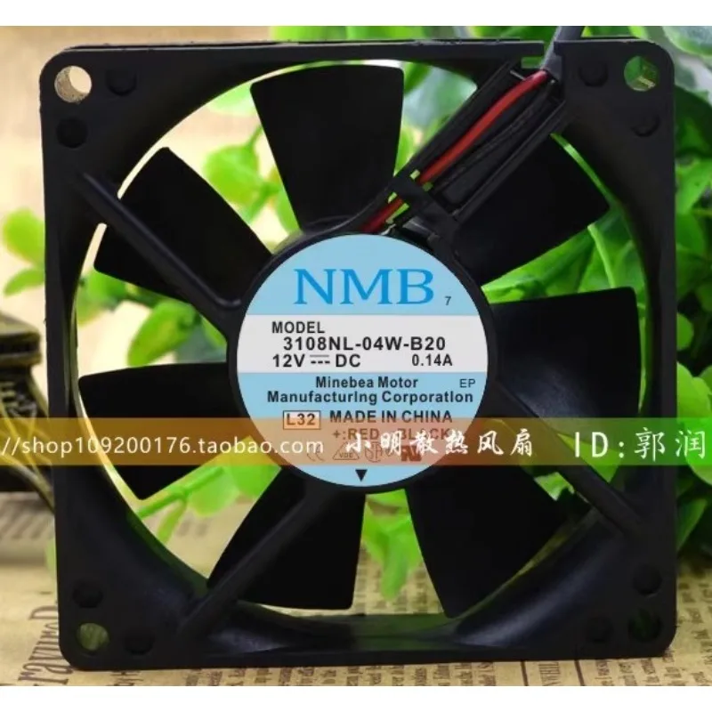 

Original New CPU Fan For NMB 3108NL-04W-B20 12V 0.14A 8CM 8020 Silent Dual Ball Case Cooling Fan 80*80*20mm