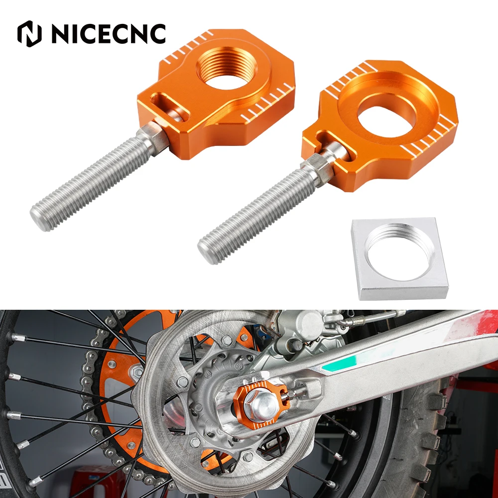 

NICECNC Rear Axle Blocks Chain Adjuster For KTM 125-530 200 250 300 350 400 450 500 EXC EXCF XCW XCFW 00-23 SX SXF XC XCF 00-12