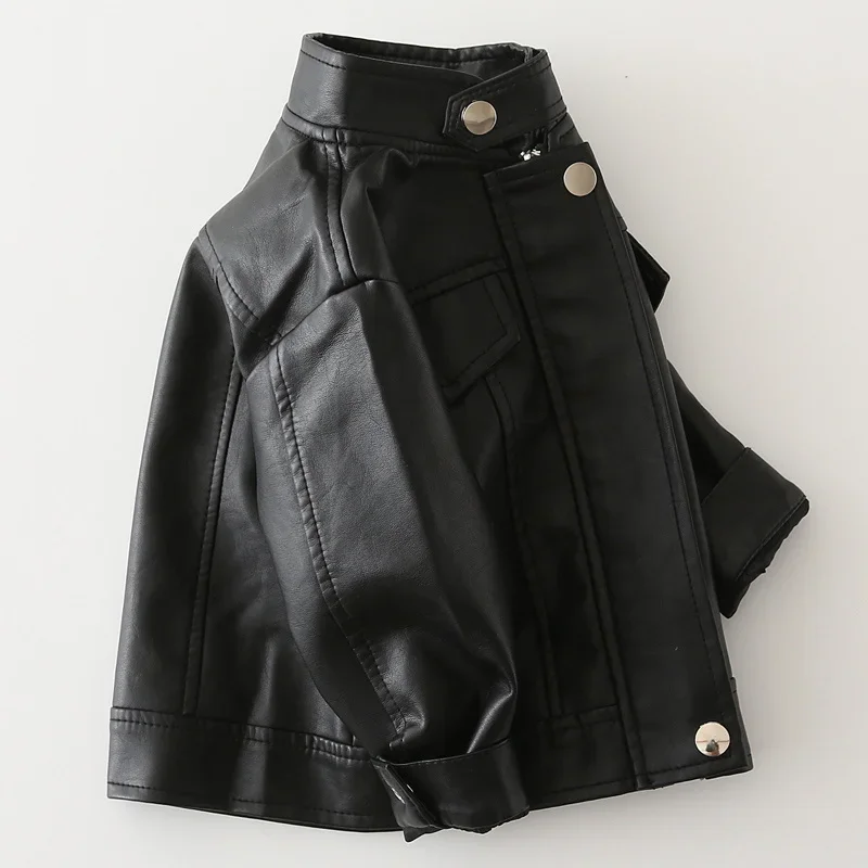 Spring Autumn Baby Clothing Boys Girls Plus Fleece Warm Casual Motorcycle Leather Jacket Children Coat