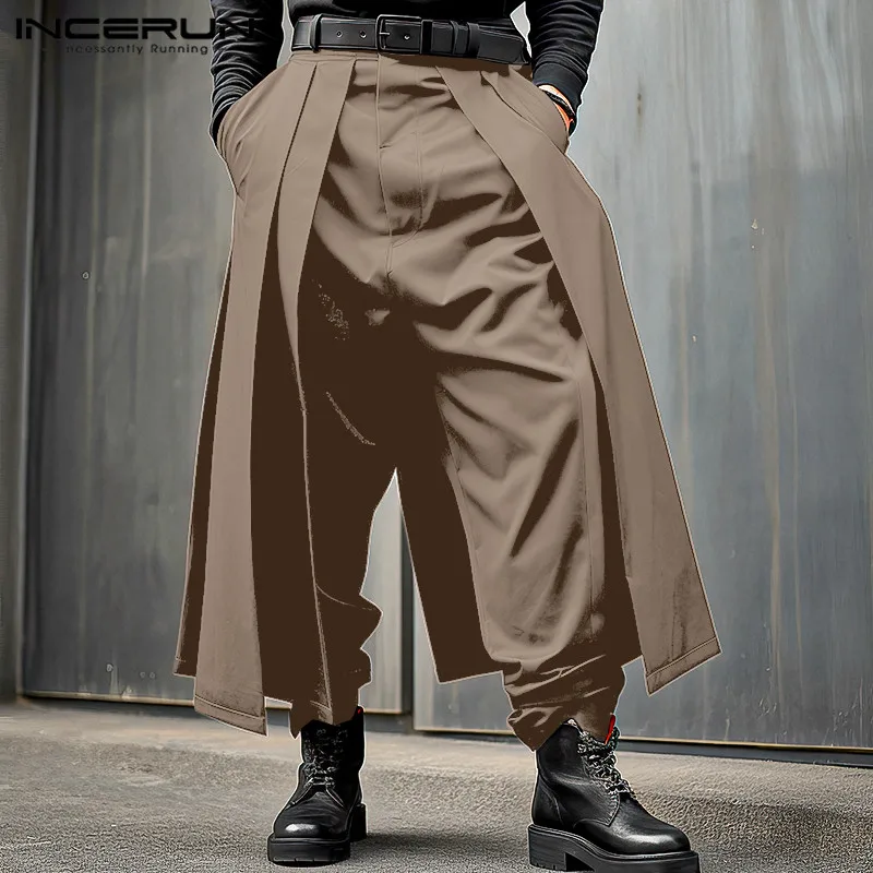 INCERUN 2024 Korean Style New Men's Trousers Pleated Layered Design Pantalons Casual Fashionable Loose Wide Leg Long Pants S-5XL 4