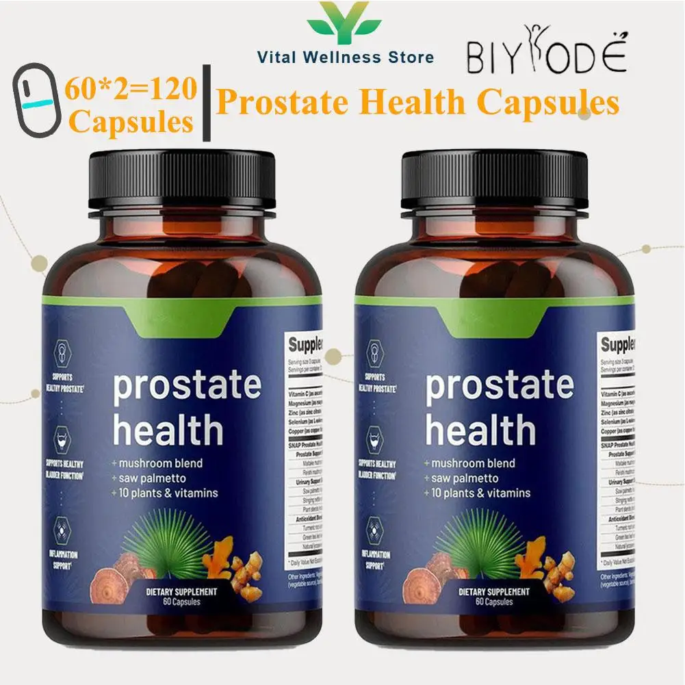 2 Bottles Saw Palmetto Prostate Capsules Urinary Tract Health Frequent Urination Bladder Support For Men's Prostate Health