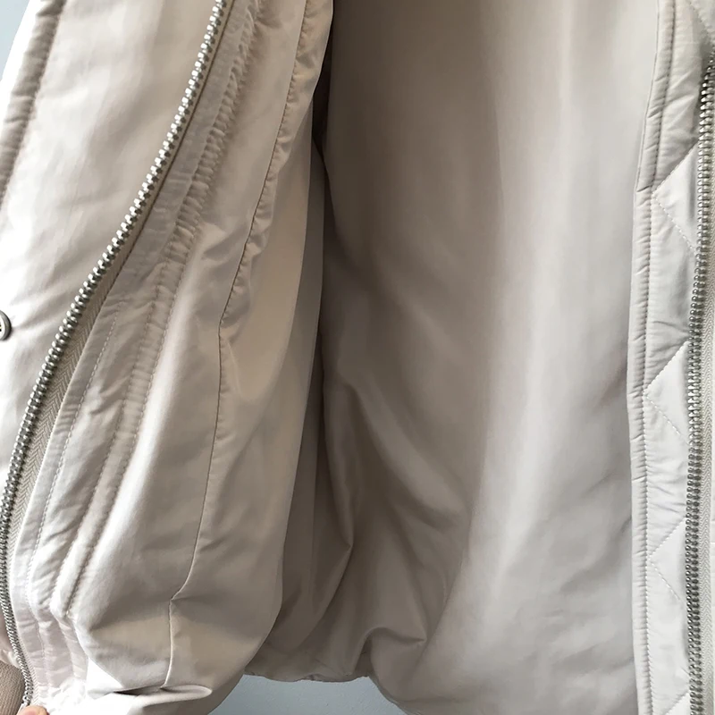 QOERLIN Vintage Zipper Baseball Cotton Puffer Jacket Women Winter New Korean Casual Loose Thicken Warm Coat with Pocket Overcoat