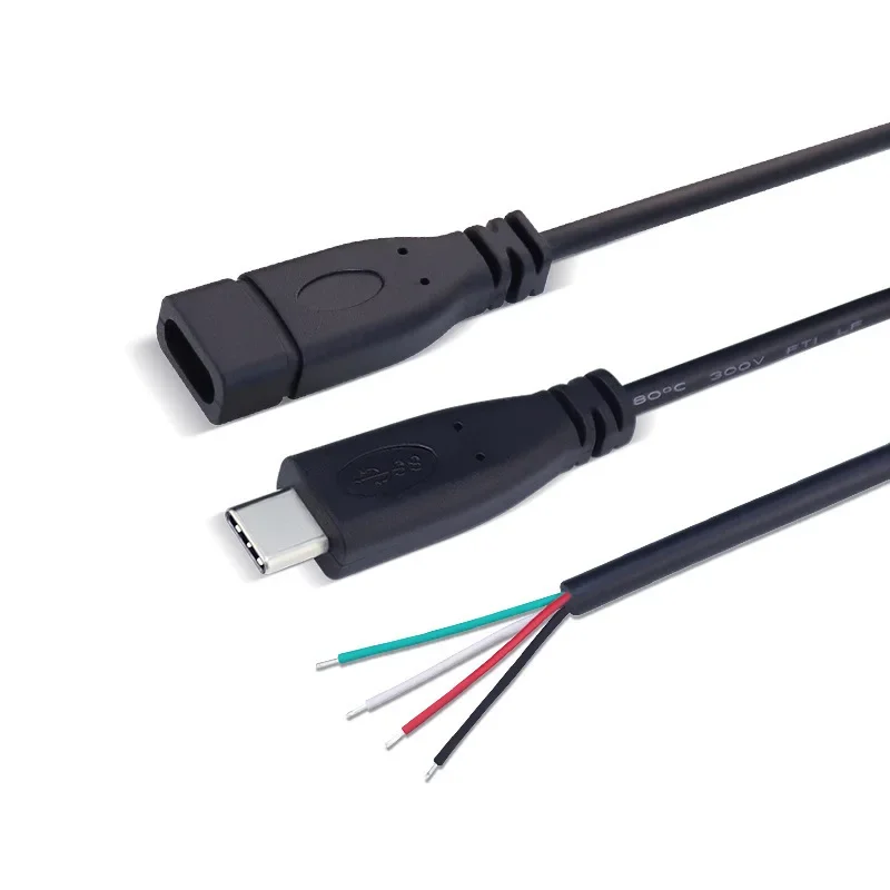 Customizable USB-C Cable with Open Ends - 0.3m, 1m, 2m Lengths Available