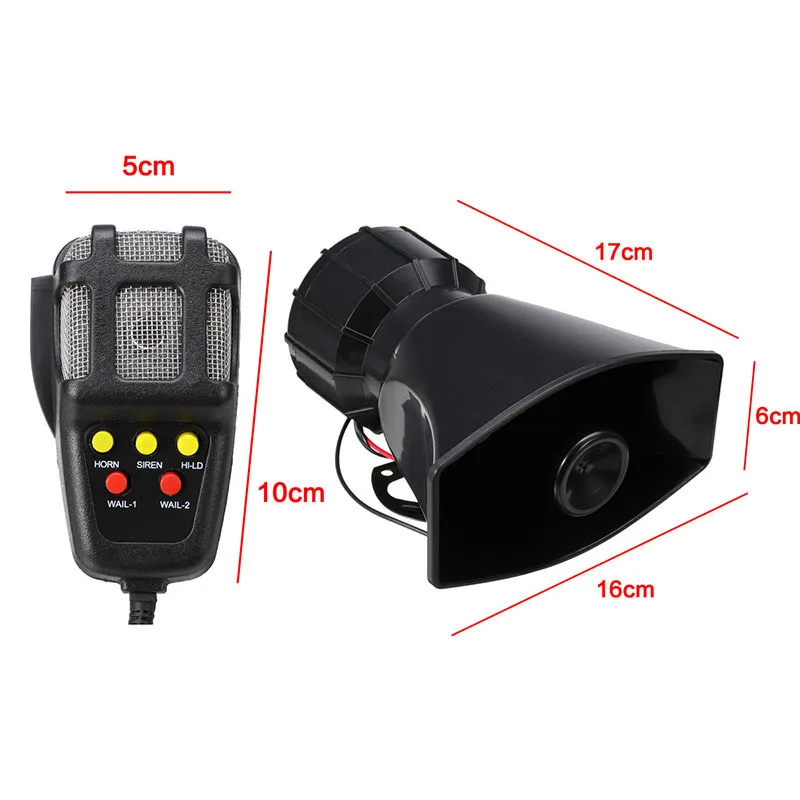 100W Loud Multipurpose Car Horn 12V Police Siren Air Horn Megaphone Alarm Emergency Motorcycle Multi-tone Claxon Speaker