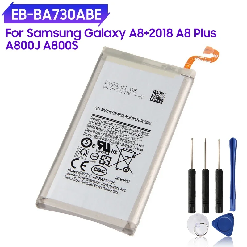

Phone Battery EB-BA730ABE EB-BA730ABA For Samsung GALAXY A8+ 2018 A8 Plus SM-A800J SM-A800S 3500mAh Replacement Battery +Tools