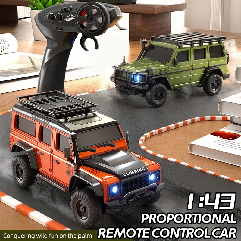 새로운 1/43 히트 상품 원격 조종 자동차 R43 시리즈 오프로드 등반 차량 4륜 구동 2.4g 드리프트 무선 조종 입문용 남자아이 선물 장난감 자동차