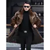 Men's long fur coat winter warm mink coat fat jacket loose casual windbreaker 2