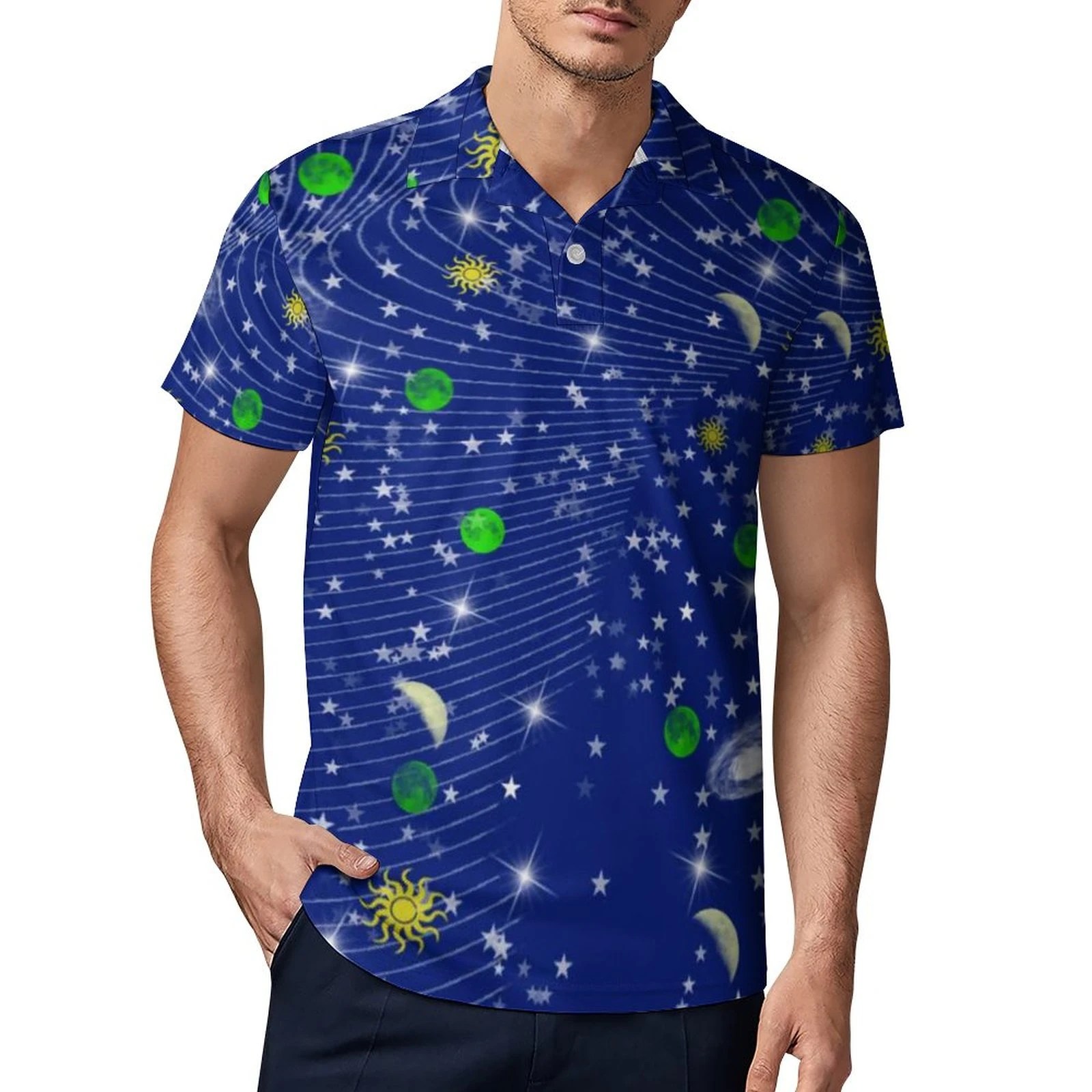 sun and moon button up shirt