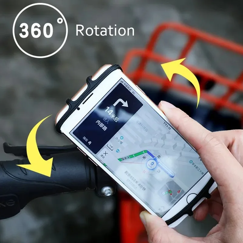 Universal Bicycle Mobile Phone Holder Rotating Silicone Bicycle Phone Holder Motorcycle Handlebar Holder For 4.0-6.5 Inch Phone