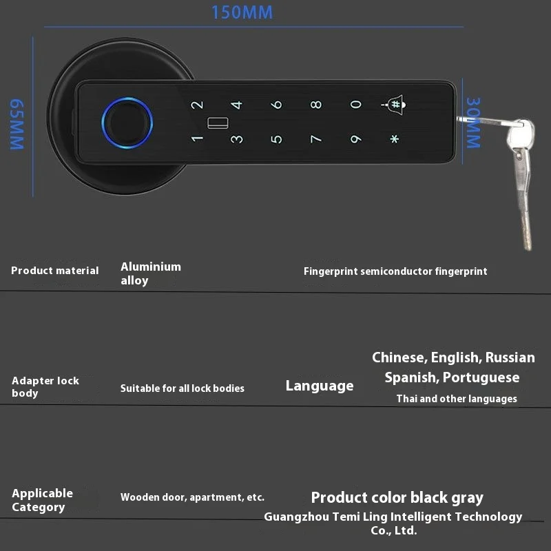 Door Fingerprint Lock Intelligent Bluetooth Electronic Password Remote Home Use Tuya Lock for Door Security