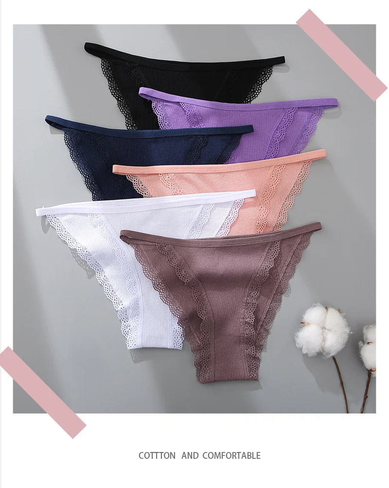 Cotton Lace Briefs Set - Womens Comfortable Underwear 3 Pcs S-XL