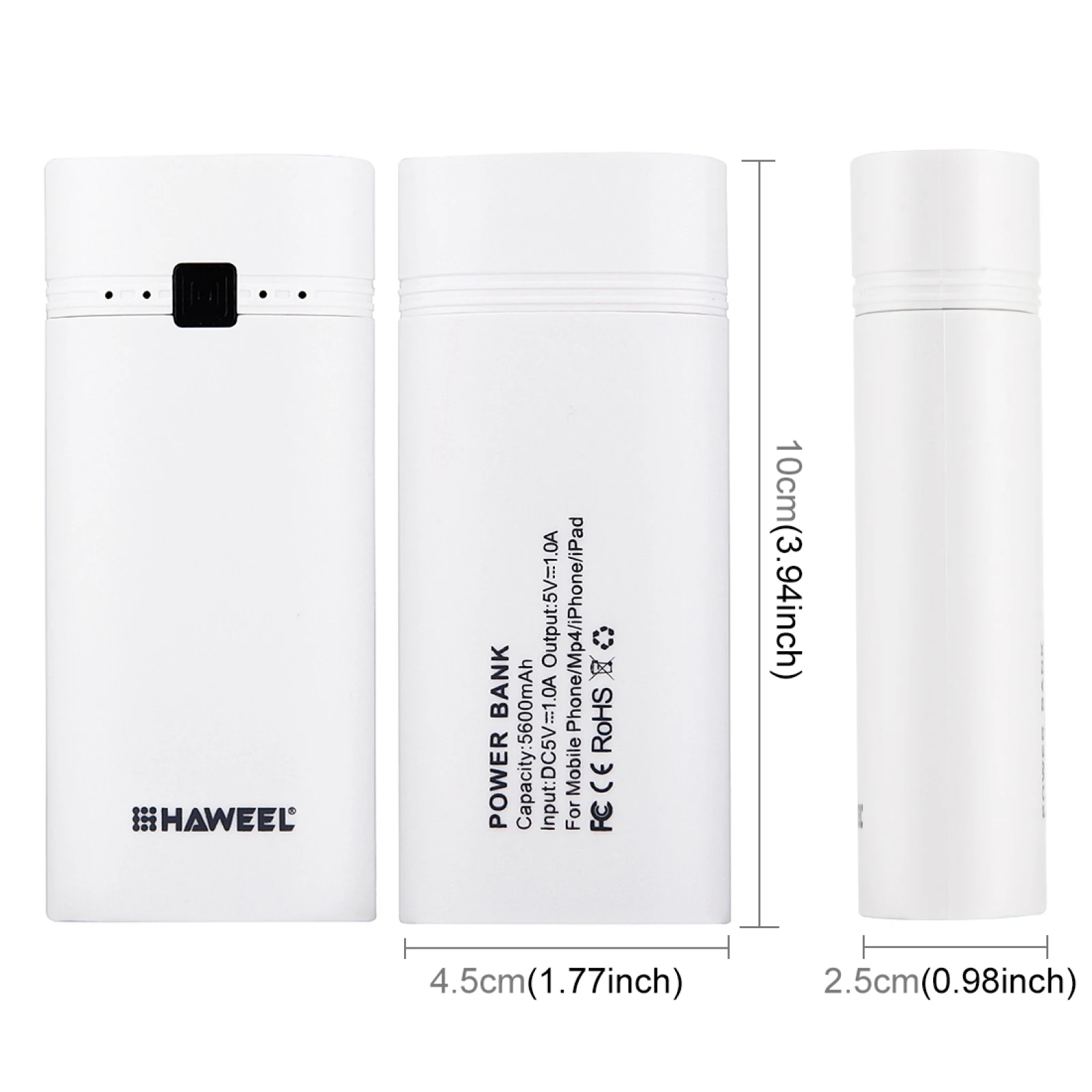 Battery Storage Box Power Bank Case Battery Power Bank Box HAWEEL DIY 2x 18650 Battery 5600mAh Power Bank Shell Box with USB Output & Indicator