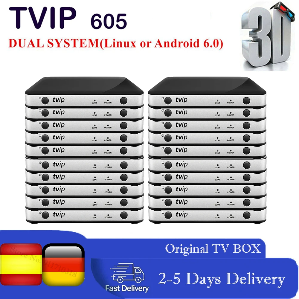 

20PCS/Lot TVIP 605 Linux TV Box 4K UHD 2.4/5G WiFi S905X 1G 8G Set top box v.605 H2.65 Linux box tvip605 Dual System IPTV TV Box