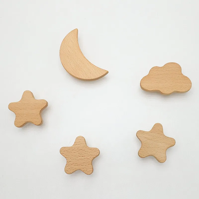 Heart Shape Furniture Handles Moon Drawer Wooden Knobs Star Cloud Children Decoration Cabinet Wood Pulls furniture handles