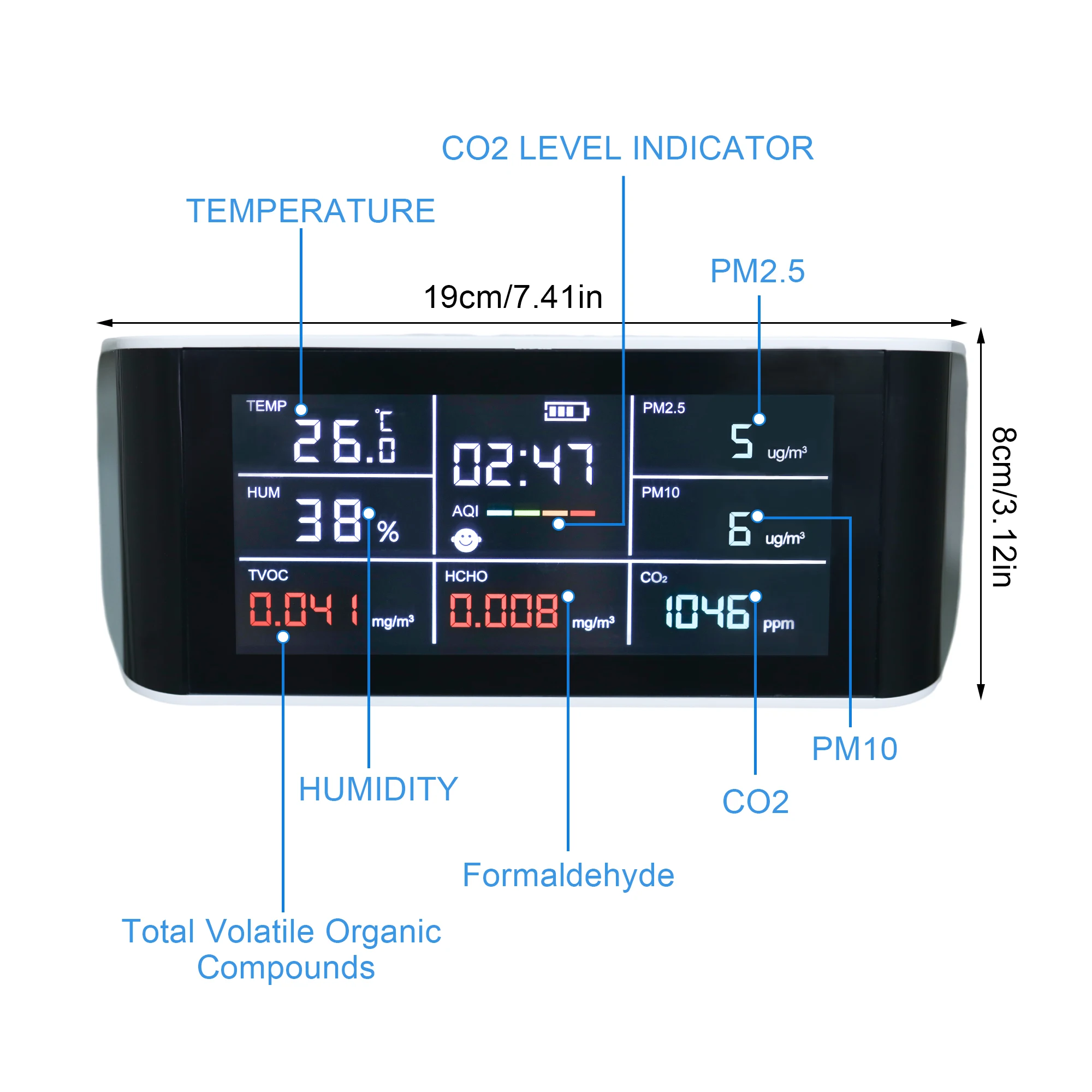 

Monitor For Accurate Air Testing - Detector Air Included Tester Air Air Monitor Co2 Meter Testers Long-lasting