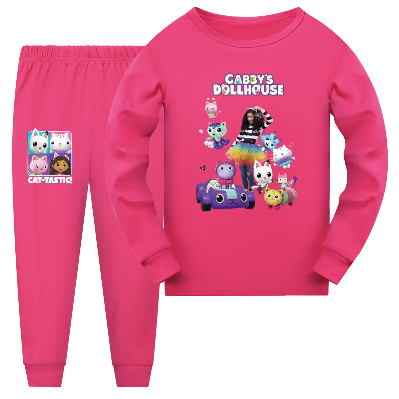 Gabbys Dollhause Pijama Kids Cartoon Gabby Cats Clothes Baby Girls Long Sleeve Tops Pants 2pcs Sets Children's Casual Sleepwear