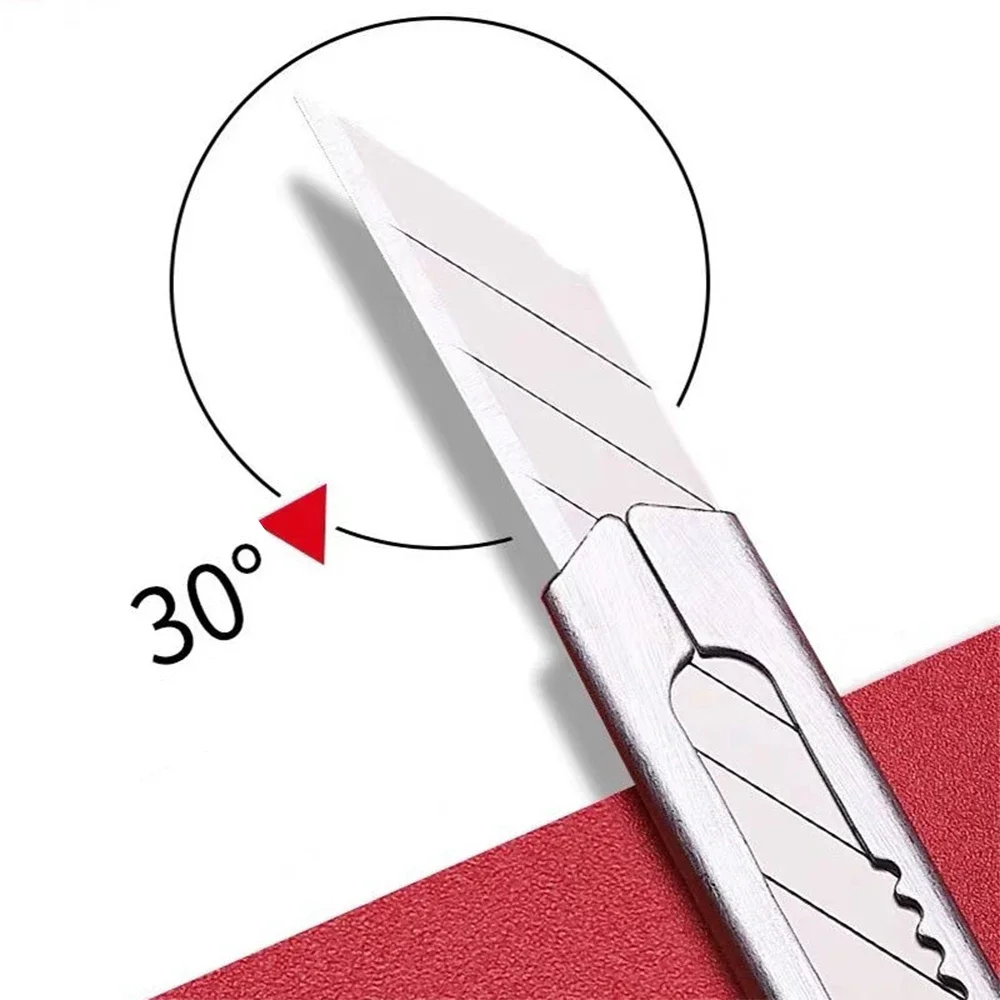 

Carbon 30 Cutting Retractable Blade Cutter Design Steel Self-locking 60degree Utility Carton Knife Wallpaper Box Tools 10PCS