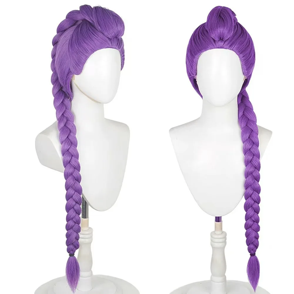 Parrucca cosplay Rumi per donne adulte, viola con trecce e coda di cavallo, per cosplay Comic Con
