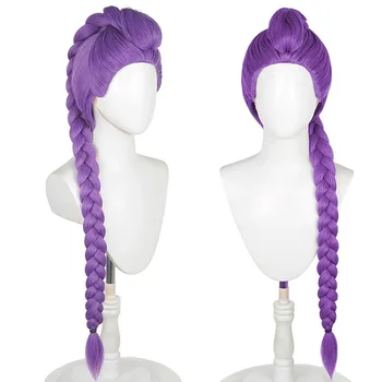 Parrucca cosplay Rumi per donne adulte, viola con trecce e coda di cavallo, per cosplay Comic Con