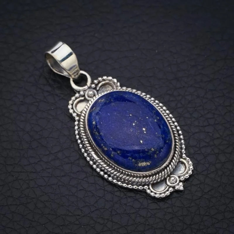 

StarGems Natural Lapis Lazuli Handmade 925 Sterling Silver Pendant 1.75" F5369