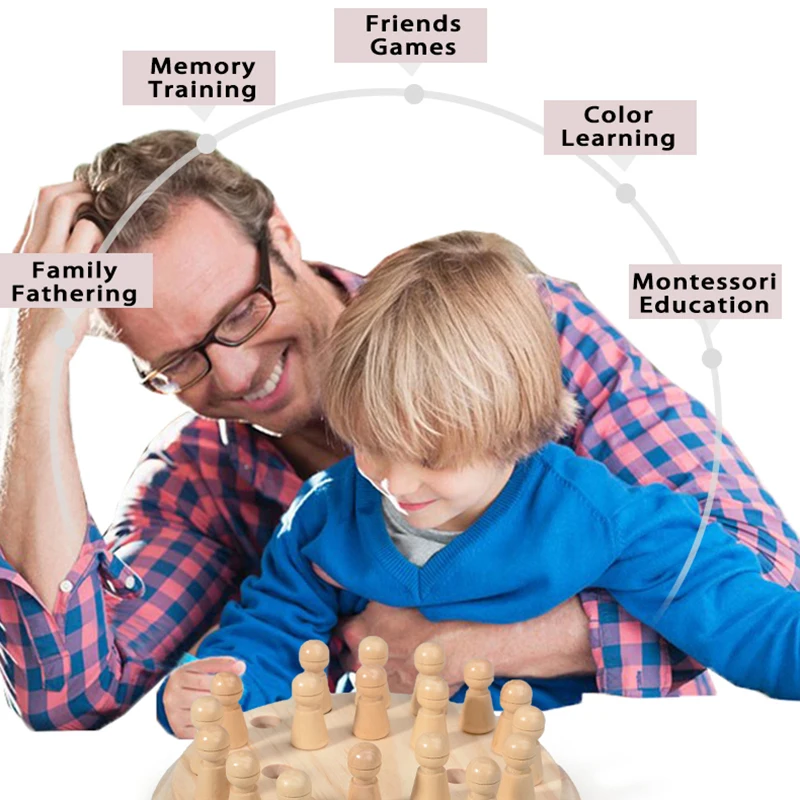 Wooden wooden game board toys Memory Match Stick Chess Color Game Board Puzzles Montessori Educational Toy Cognitive Ability Learning Toys For Children