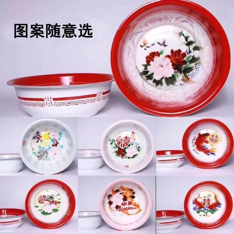 Thickened Enamel Basin Household Washbasin Vegetable Wedding Basin  Nostalgic Iron Basin Fruit Bowl Bowls Ramen Bowl Salad Ins