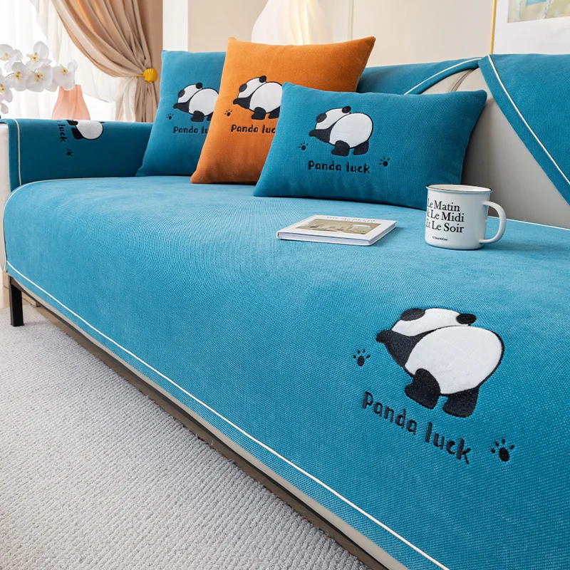 New Chenille Sofa Cushion Fabric Four Seasons Universal Non-Slip Cushion Cute Chinese Style Simple Style Sofa Cover Towel
