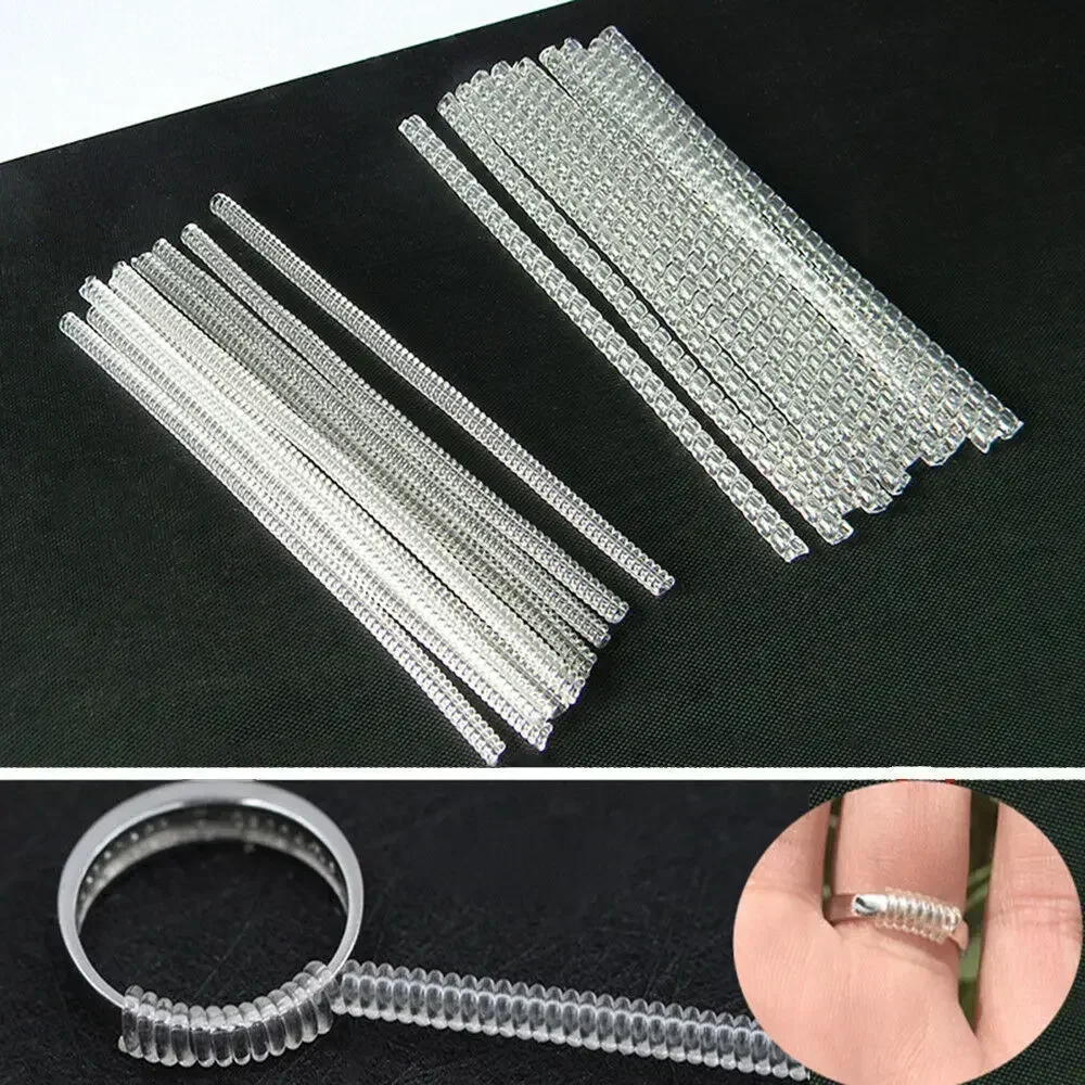 12-Piece Invisible Spiral Ring Size Reducer Set - Transparent Jewelry Tightening Guard