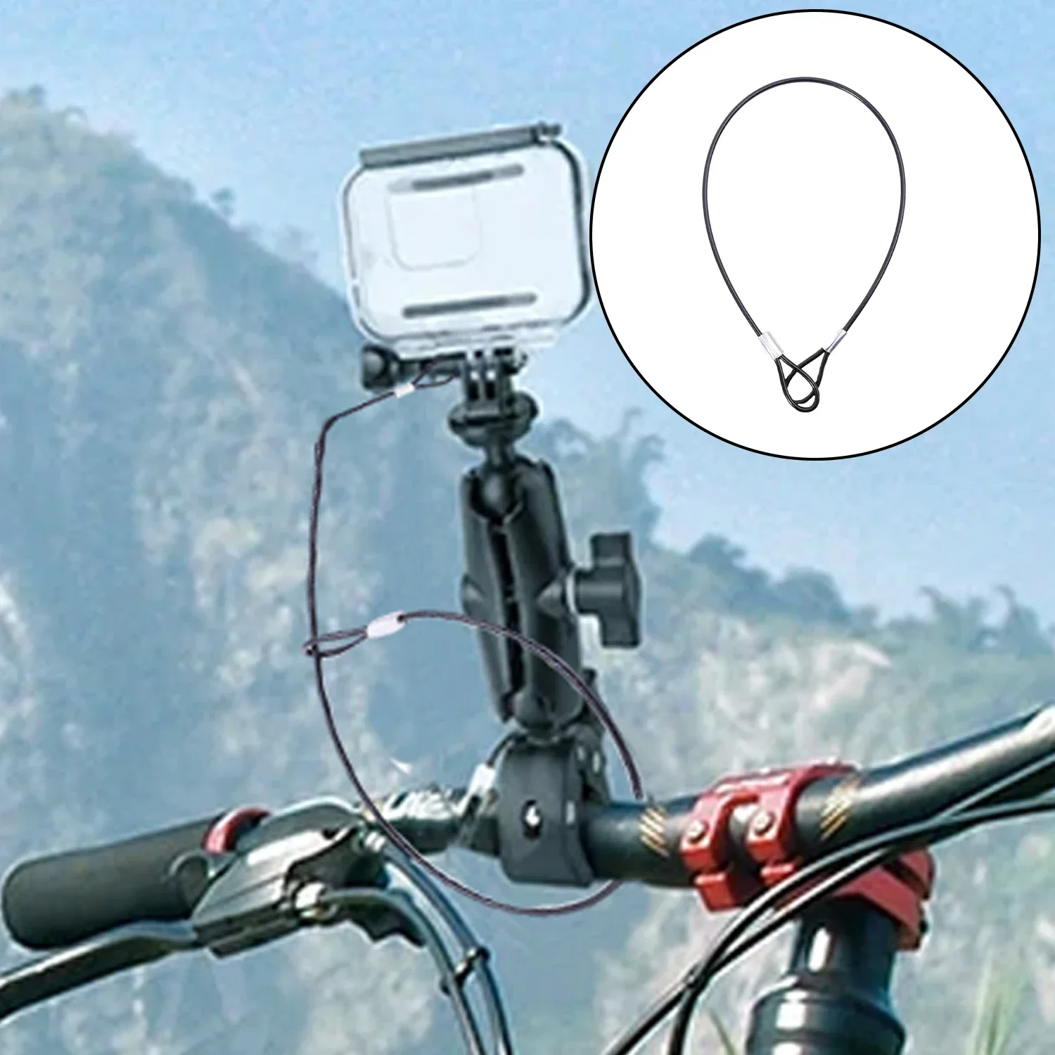 Universal 30CM/60CM Camera Safety Lanyard Ropes for GoPro Hero/Insta360/DJI/SJCAM Anti-Drop Stainless Steel Tether Wire Rope