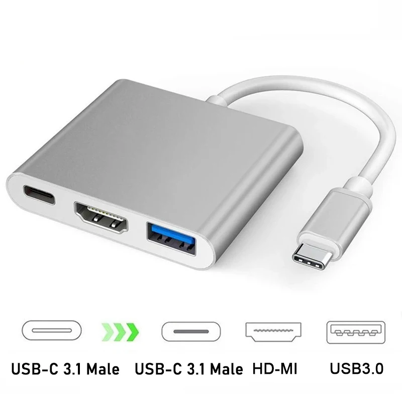3 in 1 USB-C To HDMI-compatible Adapter Cable Converter for Samsung Huawei iPad Mac NS USB 3.1 Type C To HD 4K USB 3.0