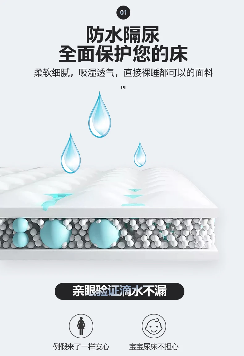 Description Picture 6 of itemWaterproof Fitted Sheet Single Double Queen Size Mattress Cover Solid Color Fit Sheet 80x200 180x200 With Elastic Band Bed Sheet