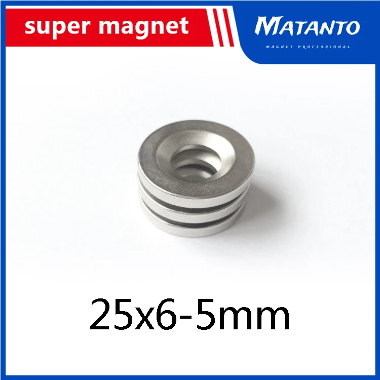 

500pcs 25x6-5 mm Neodymium Magnet Disc 25*6 mm Hole 5mm Circle Magnets 25X6-5mm Round Countersunk Magnetic 25*6-5