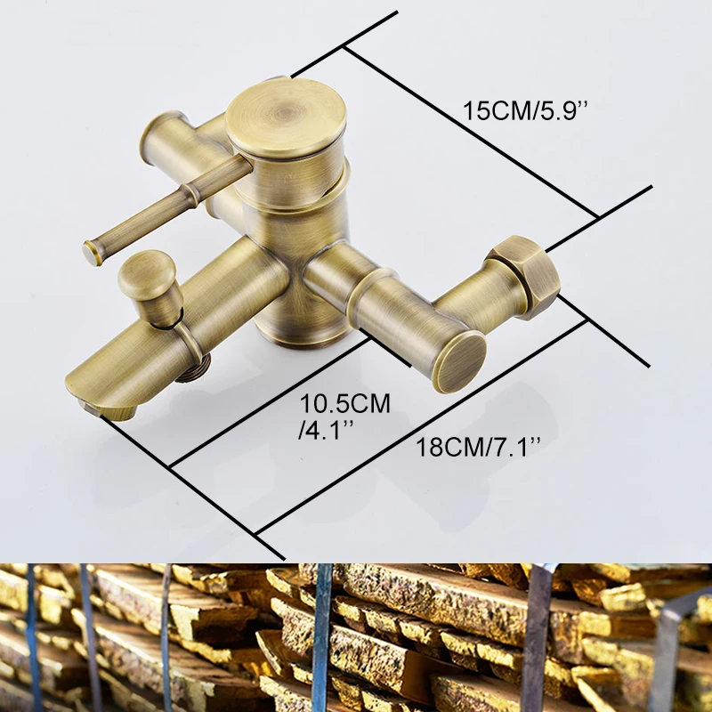 Bathtub Faucet Shower Set Shower Faucet Bathroom Bamboo Bath Shower Faucets Set Bathtub Faucet Water Mixer Crane Tap Antique Bronze Finished with Hand Shower