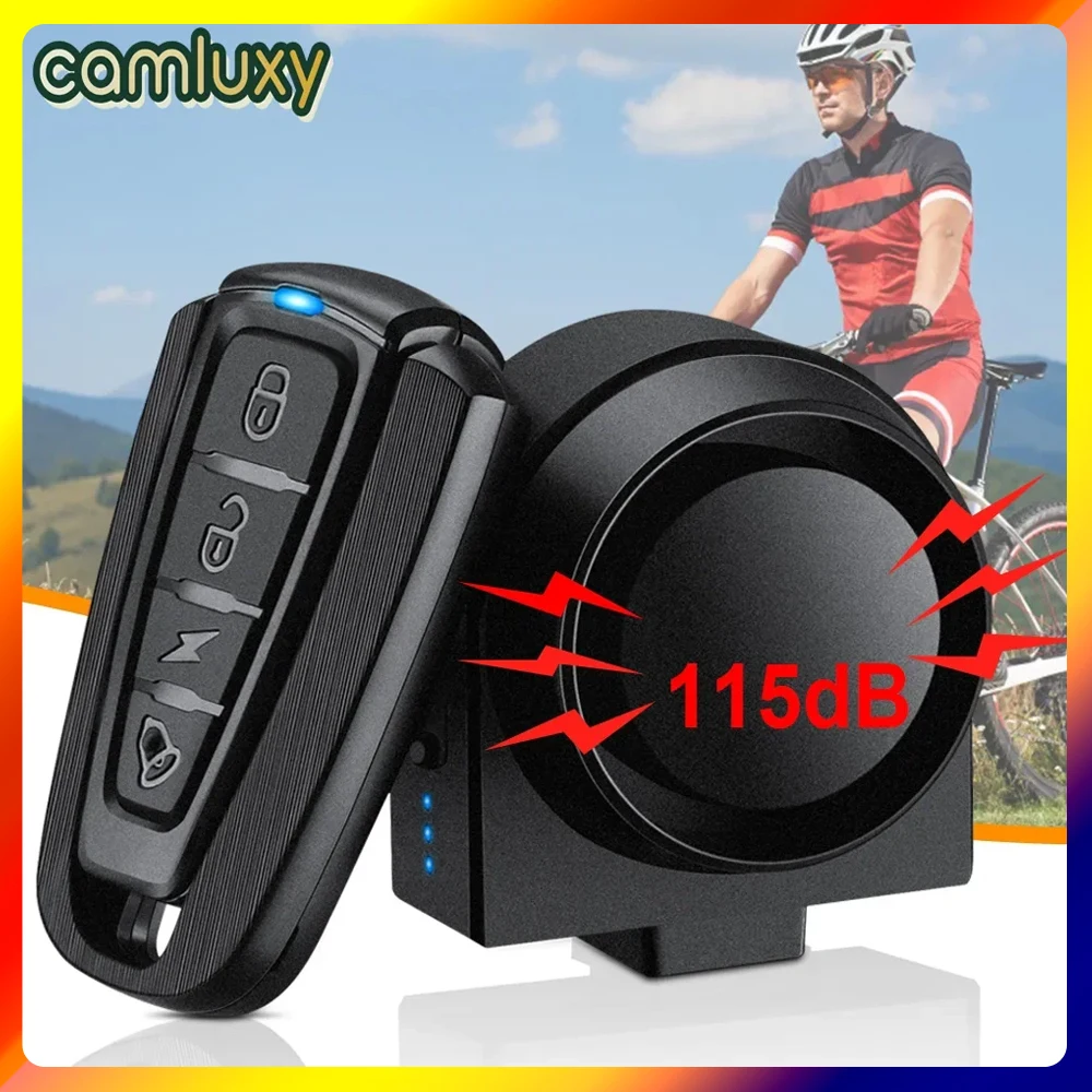 Motorcycle Alarm Security Alarm Bicycle Alarm Wireless Alarm Camluxy Wireless Bike Vibration Alarm Waterproof USB Charging Remote Control Motorcycle Electric Bicycle Security Burglar Alarm