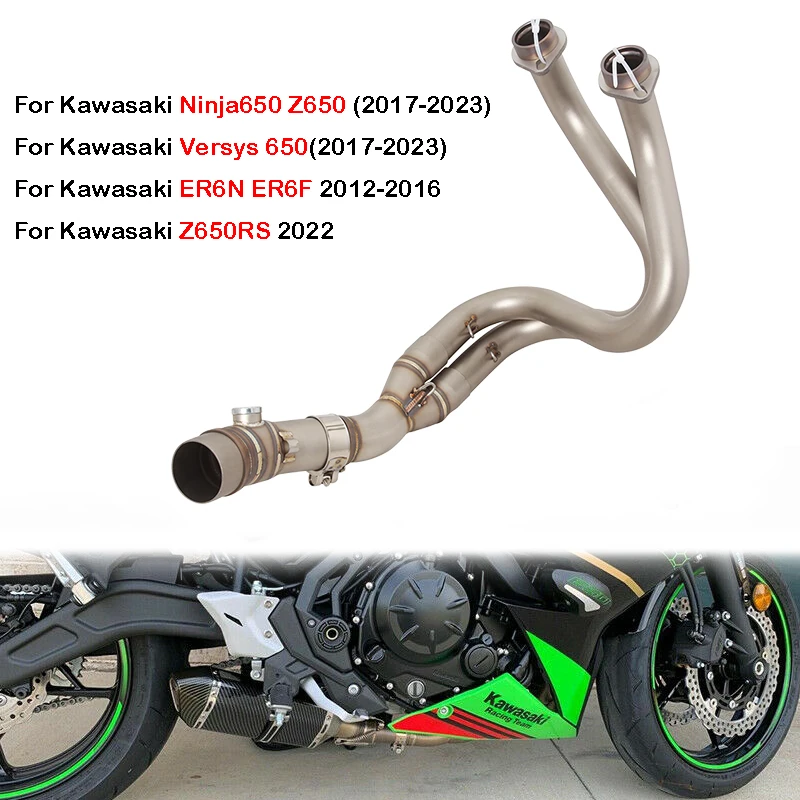 

Выхлопная система для мотоцикла Kawasaki Z650 Ninja 650 Versys 650 Z650RS, передняя средняя звеньевая труба, выхлопная труба 51 мм, глушитель из нержавеющей стали