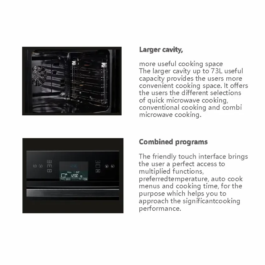 Black Glass Microwave with Grill 60cm 73L  Full Touch Built-in Microwave Oven 3