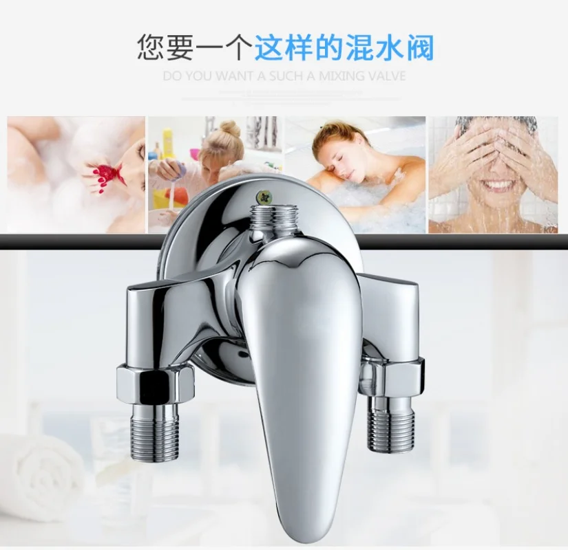 G1/2" Bathtub Shower Faucet Hot and Cold Water Mixing Valve Bathroom Set Countertop Mounted Chrome Plated Valve Bath Shower Set 5