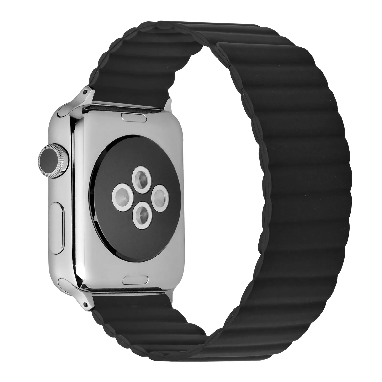 WOCCI Silicone Magnetic Watch Bands 20mm 22mm Watchstrap Black Bracelet Replacement  Waterproof for Men and Women Quick Release