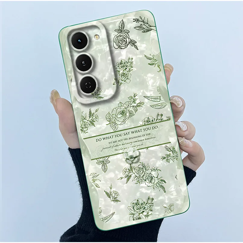 Fashion Simplicity Panda Flower Liquid Silicone Shockproof Soft Phone Case with Lens Protection