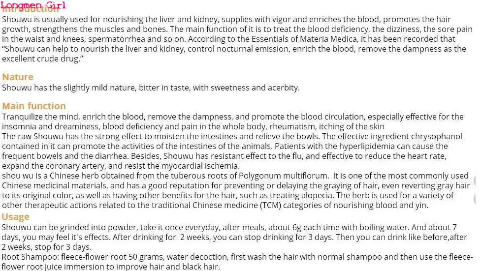 Description Picture 6 of item100% Natural He Shou Wu Powder Black Bean Polygonum Multiflorum Root For Relaxation Skin Beauty Hair Homemade Soap Fragrance