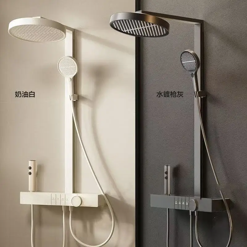 ฝักบัวอาบน้ำอัจฉริยะควบคุมอุณหภูมิคงที่ ชุดเต็มพร้อมระบบเพิ่มแรงดันน้ำแบบใช้ลม ปุ่มกดแบบเปียโน ระบบส่งน้ำทองแดงที่มีความแม่นยำสูง 1