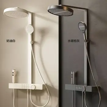 ฝักบัวอาบน้ำอัจฉริยะควบคุมอุณหภูมิคงที่ ชุดเต็มพร้อมระบบเพิ่มแรงดันน้ำแบบใช้ลม ปุ่มกดแบบเปียโน ระบบส่งน้ำทองแดงที่มีความแม่นยำสูง 1