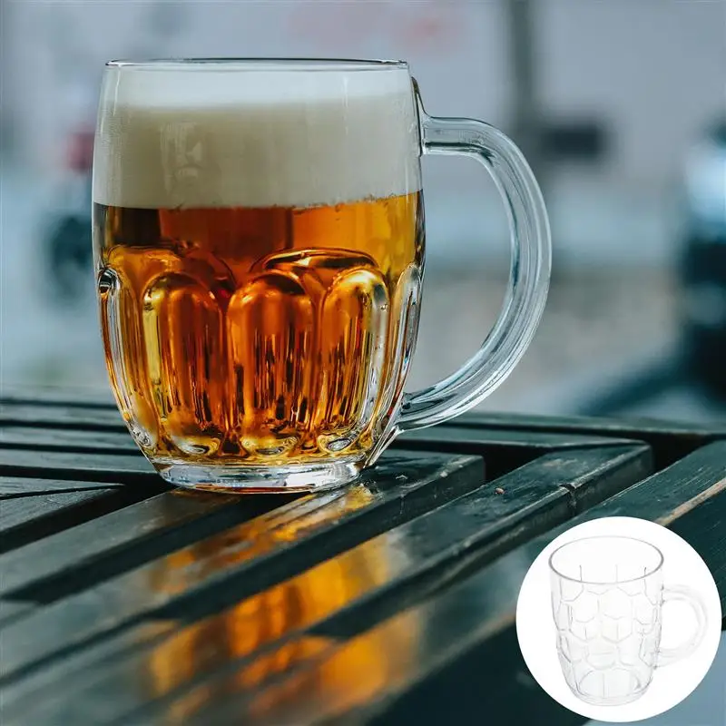 530ml Transparent Acrylic Beer Mug Unbreakable Alcohol Beverage Drinking Cup With Handle Party Bar Drinkware glass cup