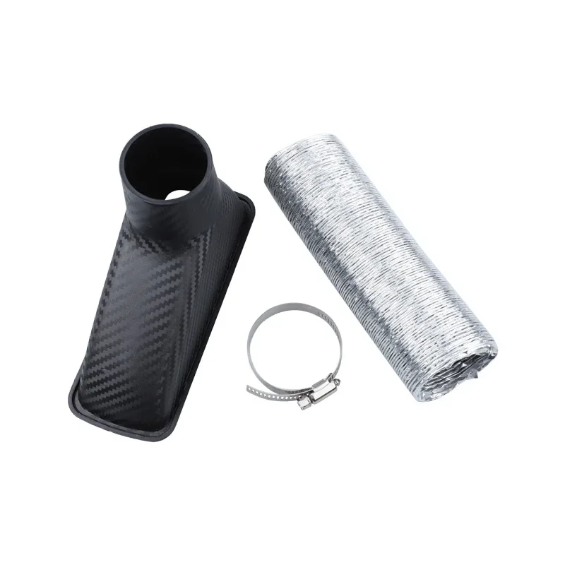 Air Intake Kit Universal Car Front Bumper Admission Air Turbo Air Intake Pipe Kit ABS Turbine Inlet Kit Pipe Funnel Carbon Fiber Look