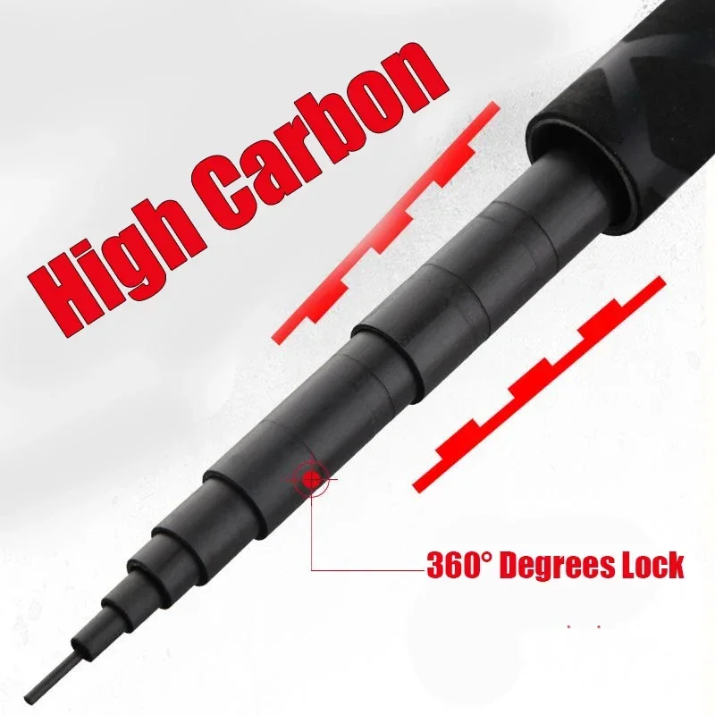 텔레스코픽 스트림로드 4.5M/5.4M/6.3M/7.2M/8M/9M/10M 탄소 저수지 연못 낚싯대 슈퍼 라이트 하드 섬유 핸드 낚시대