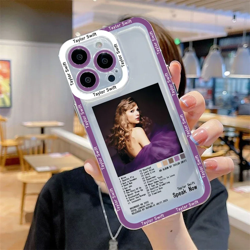thumbnail image 1 of Funda para teléfono con póster de cantante de moda para iPhone 16, 15, 14, 13, 12, 11, Mini Pro Max, X, XR, 7, 8 Plus, transparente, SS, Swifts, 1 of 5