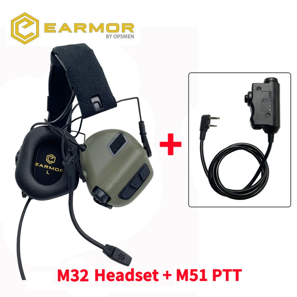 Opsmen Earmor M32 Mod4 ヘッドセット EARMOR M32 MOD4 タクティカル ヘッドセット & U94 PTT