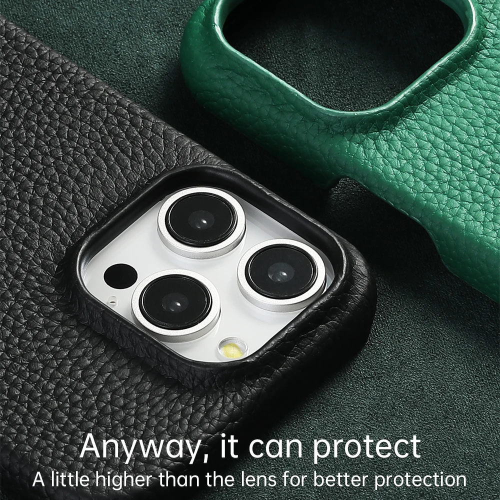 for Magsafe Case for iPhone 15 16 Pro Max Promax 16Pro Natural Cowhide Lychee Leather Magnetic Protector Luxury Phone Back Cover 4