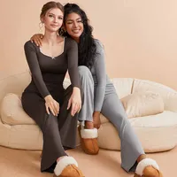 Ensemble de yoga deux pièces pour femmes, ensemble de vêtements de sport à manches longues, ensemble de yoga décontracté pour la maison, vêtements de sport, tenue de sport pour la course à pied, tenue de sport pour femmes 2